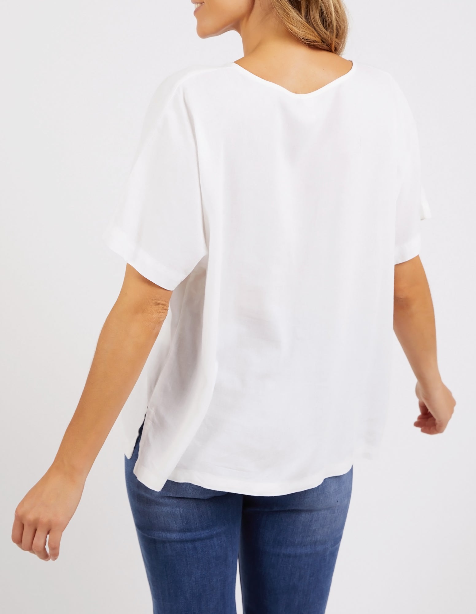 Elm Curtis Woven SS Tee - White