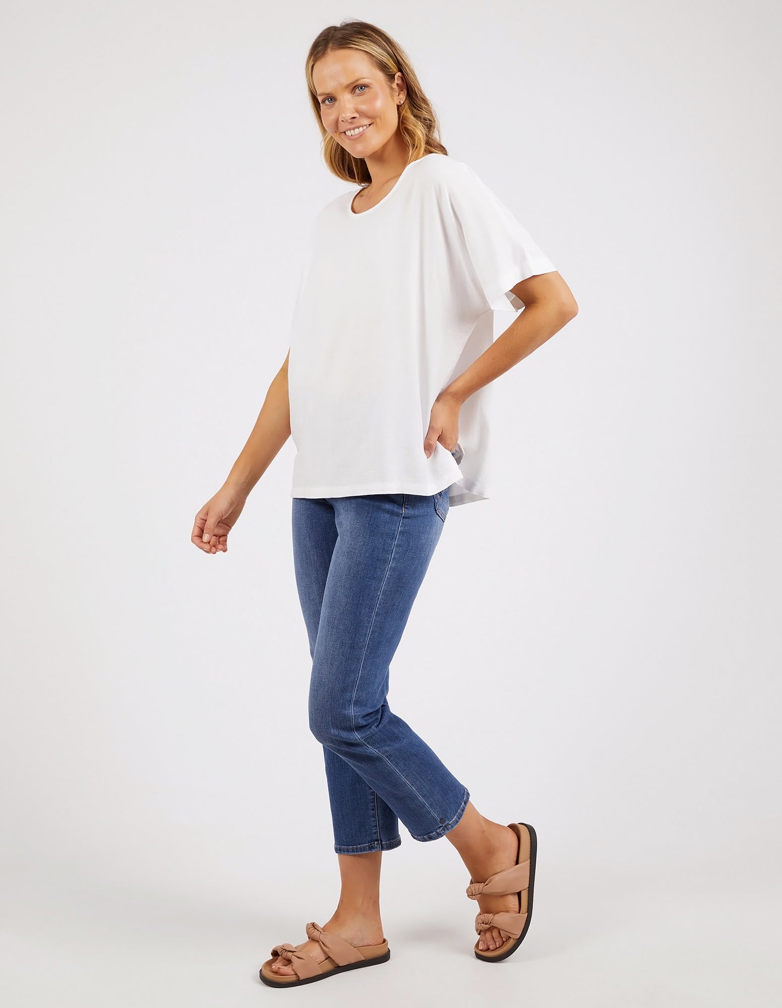Elm Curtis Woven SS Tee - White