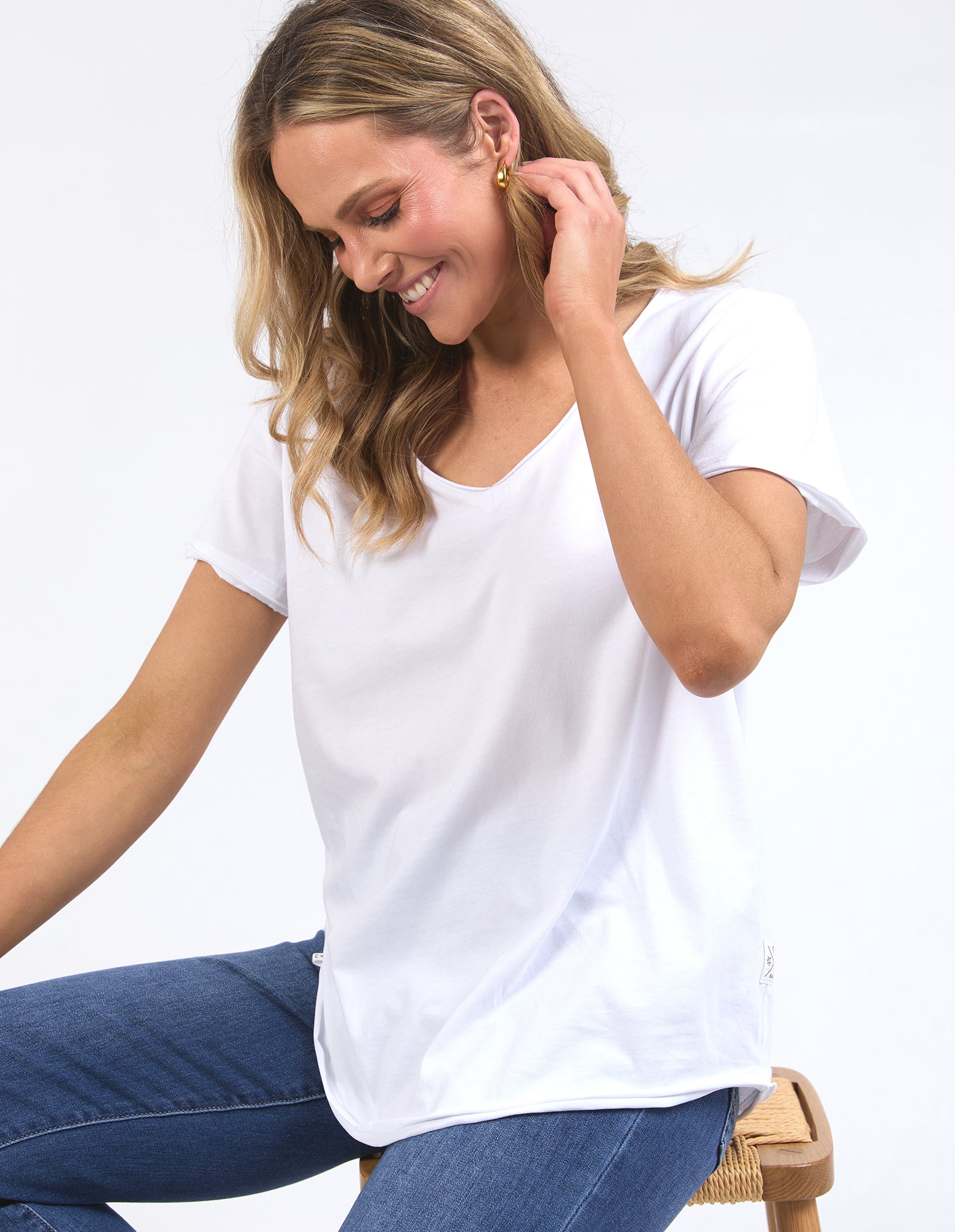 Elm Pima Vee Tee - White
