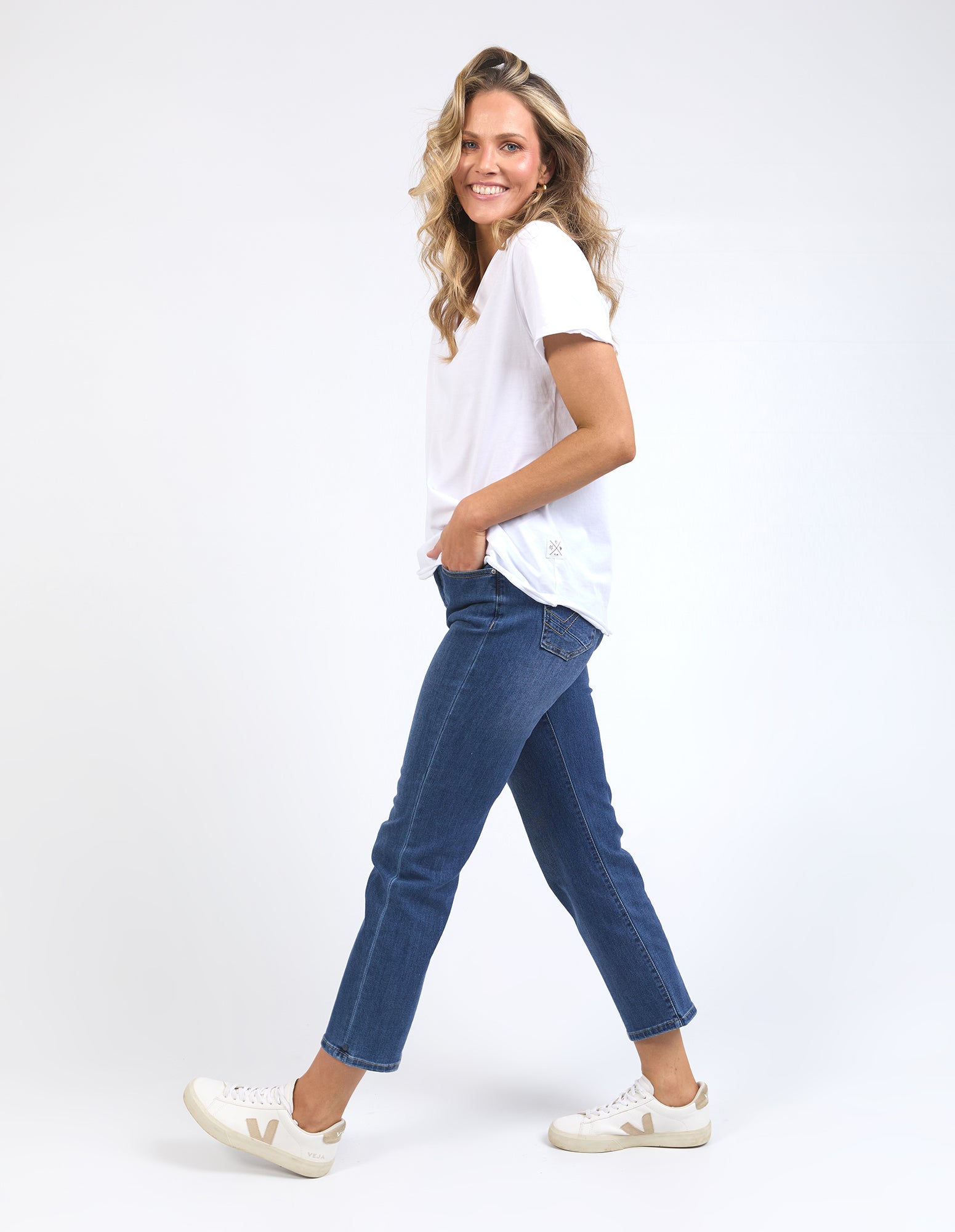 Elm Pima Vee Tee - White