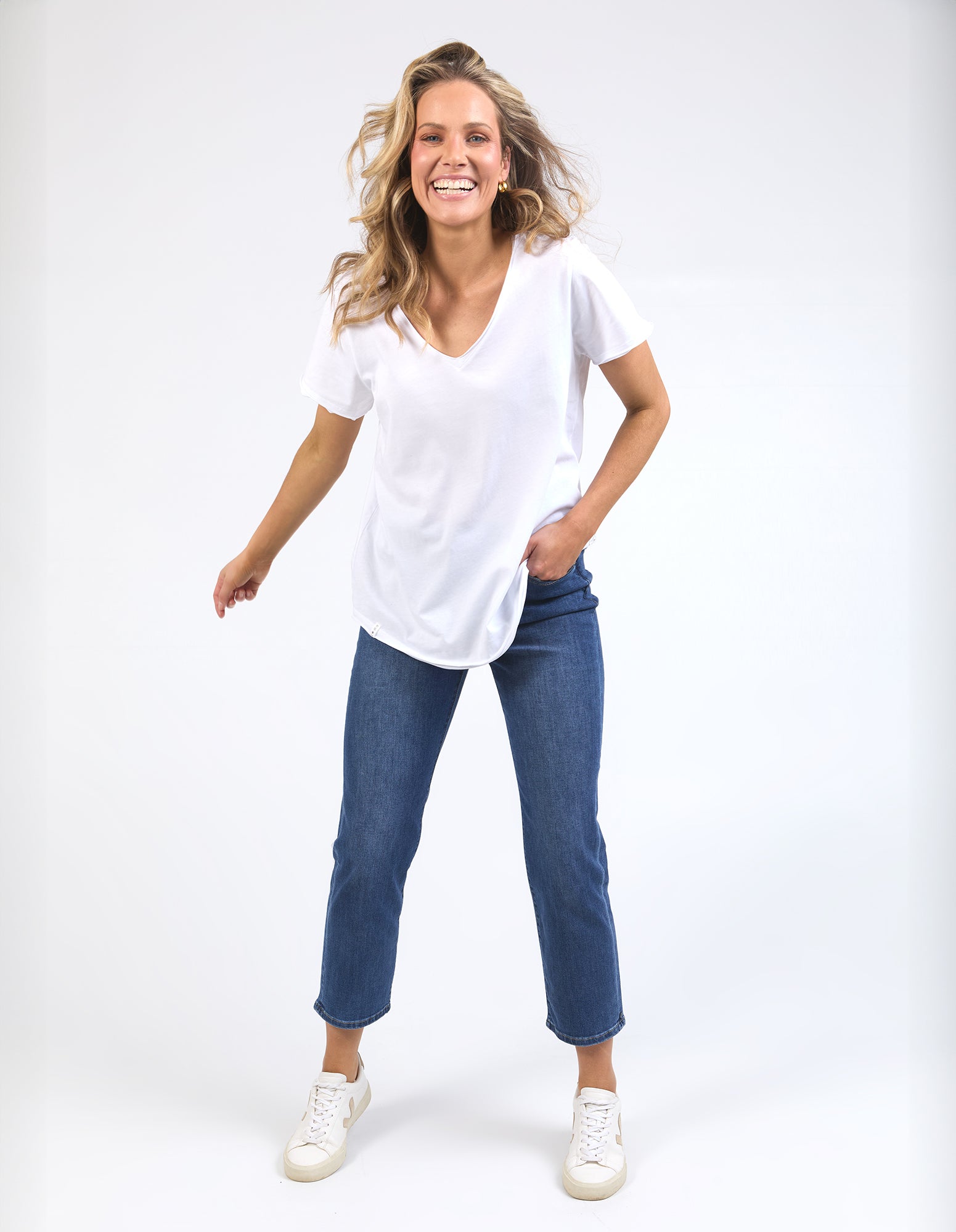 Elm Pima Vee Tee - White