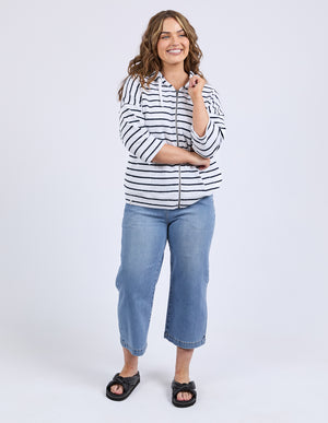 Elm Beachy Stripe Hoodie - White/Navy