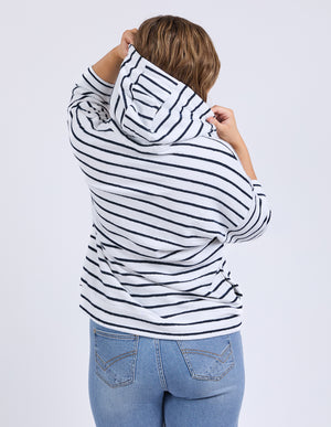 Elm Beachy Stripe Hoodie - White/Navy