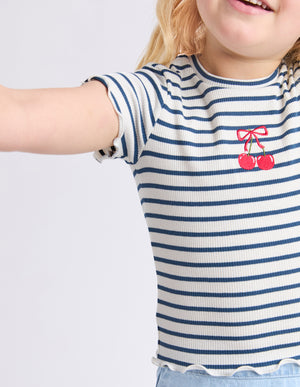 Eve Girl Junior Betty Rib Tee - Navy