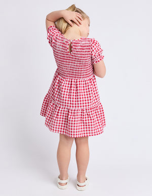 Eve Girl Junior Elsa Gingham Dress - Red