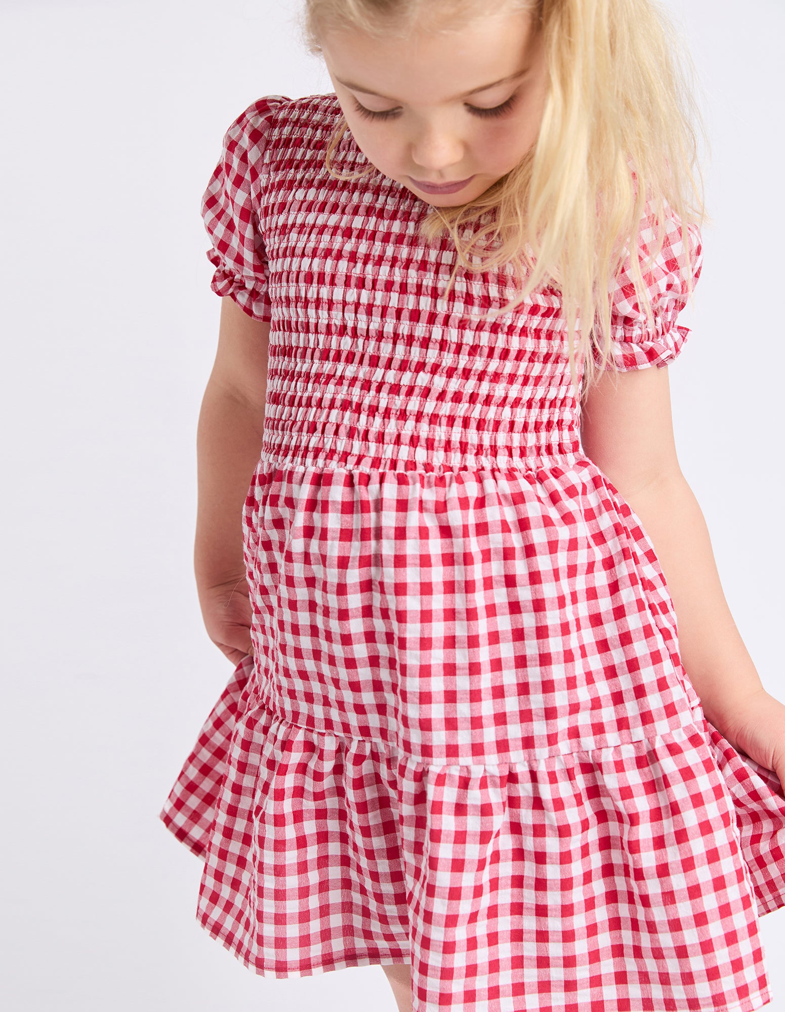 Eve Girl Junior Elsa Gingham Dress - Red