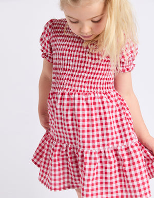 Eve Girl Junior Elsa Gingham Dress - Red