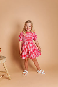 Eve Girl Junior Elsa Gingham Dress - Red