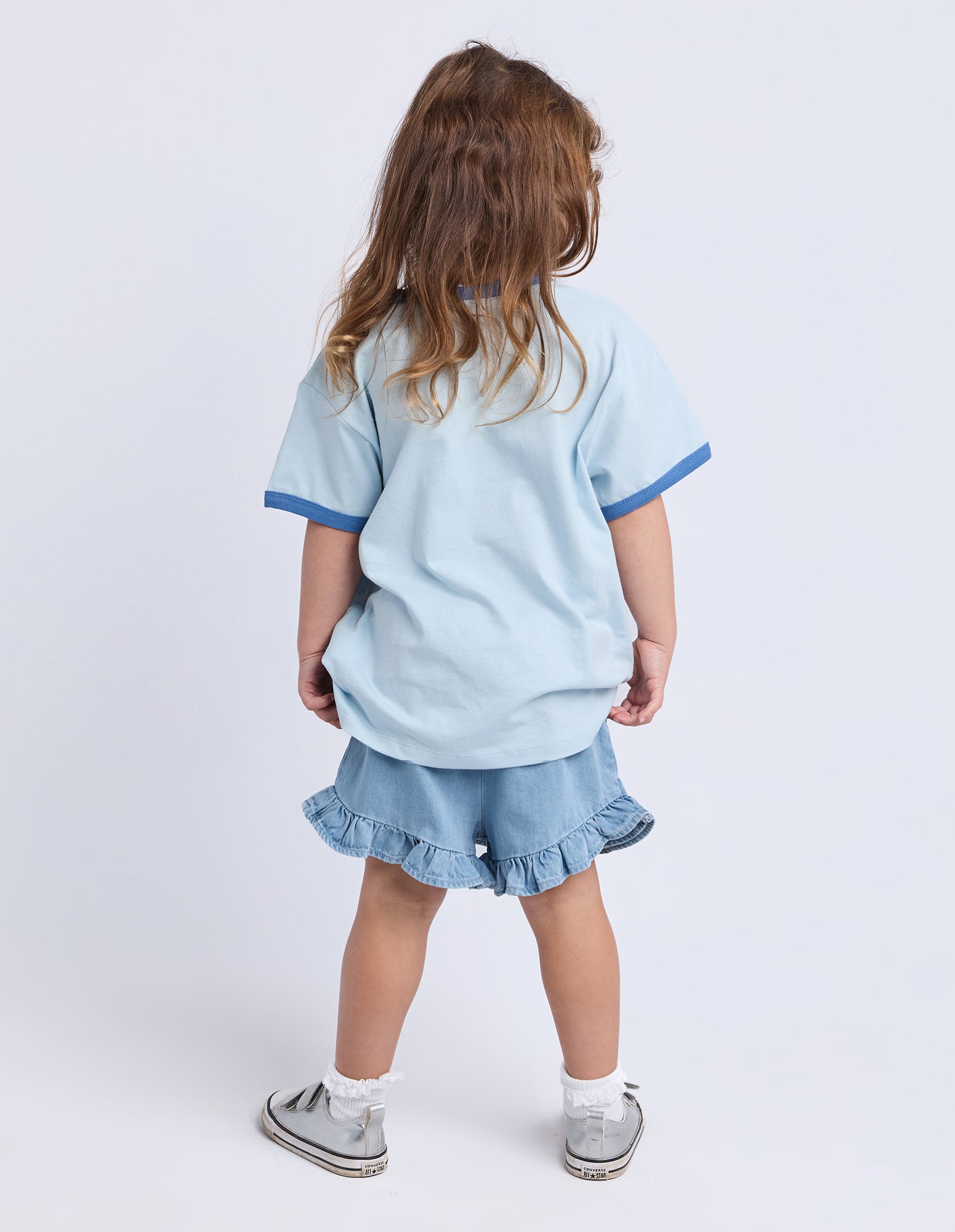 Eve Girl Junior Rodeo Ringer Tee - Light Blue