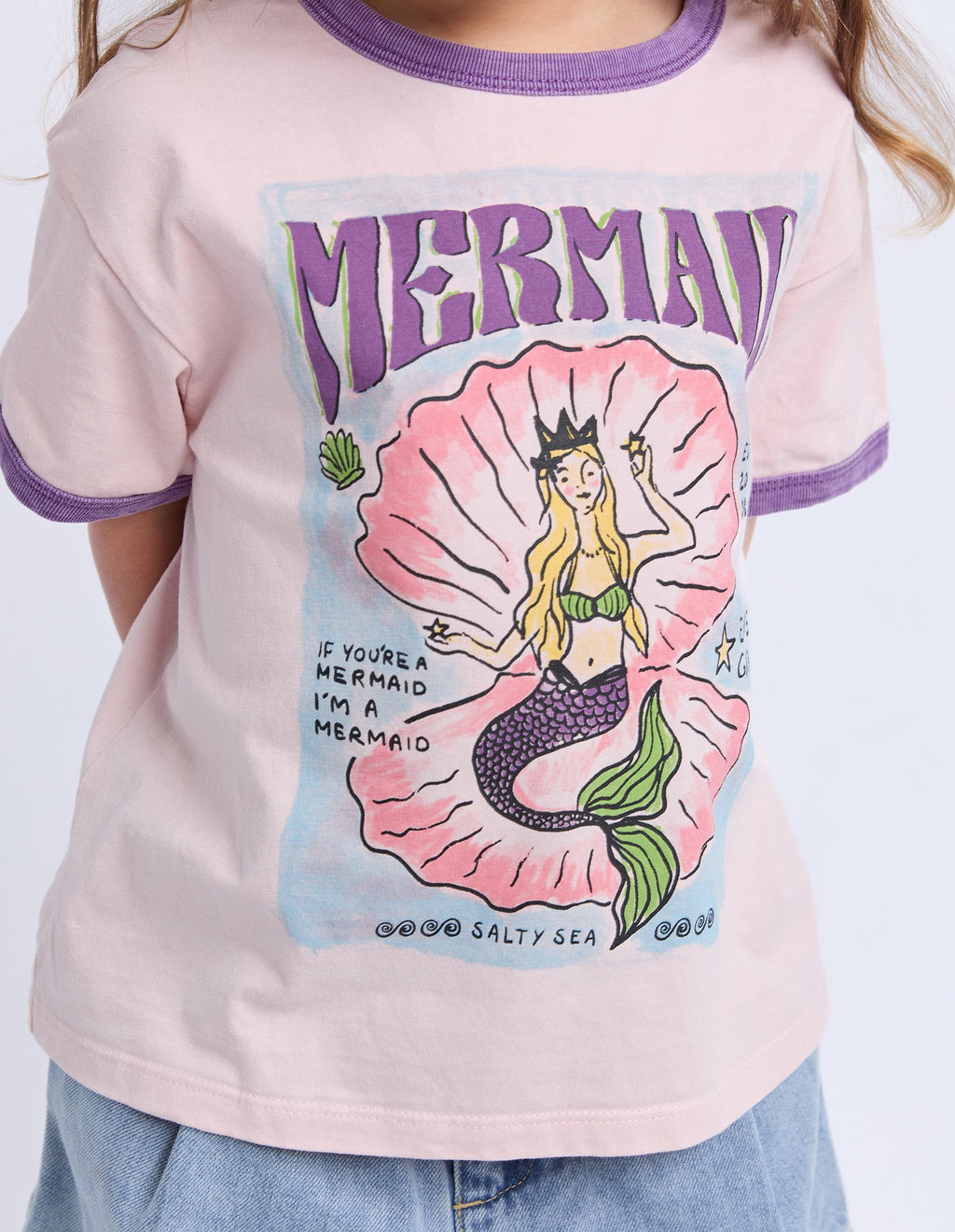 Eve Girl Tween Mermaid Ringer Tee - Pink