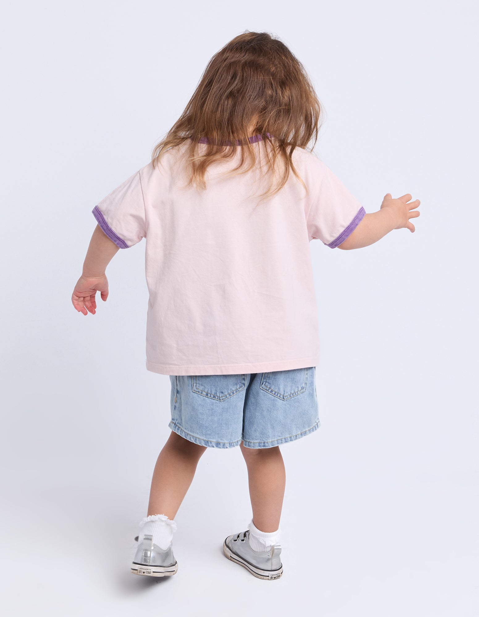 Eve Girl Junior Mermaid Ringer Tee - Pale Pink