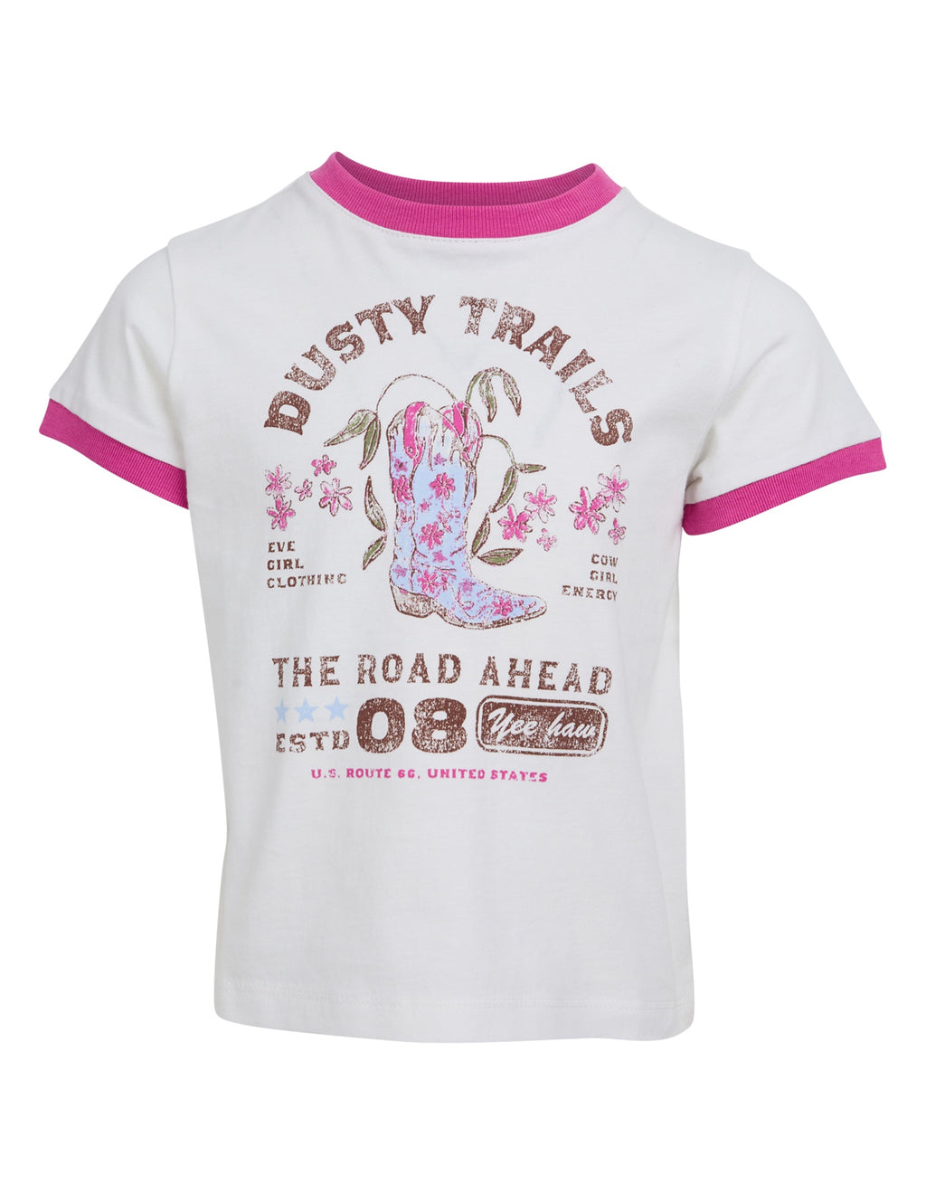 Eve Girl Junior Cowgirl Ringer Tee - Vintage White