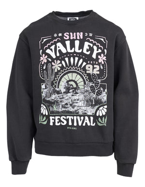 Eve Girl Tween Sun Valley Crew - Washed Black