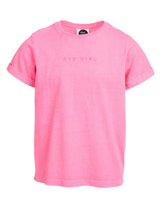 Eve Girl Tween Washed Tee - Neon Rose