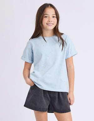 Eve Girl Tween Washed Tee - Light Blue