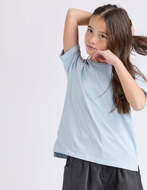 Eve Girl Tween Washed Tee - Light Blue