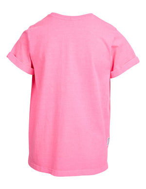 Eve Girl Junior Washed Tee - Neon Rose