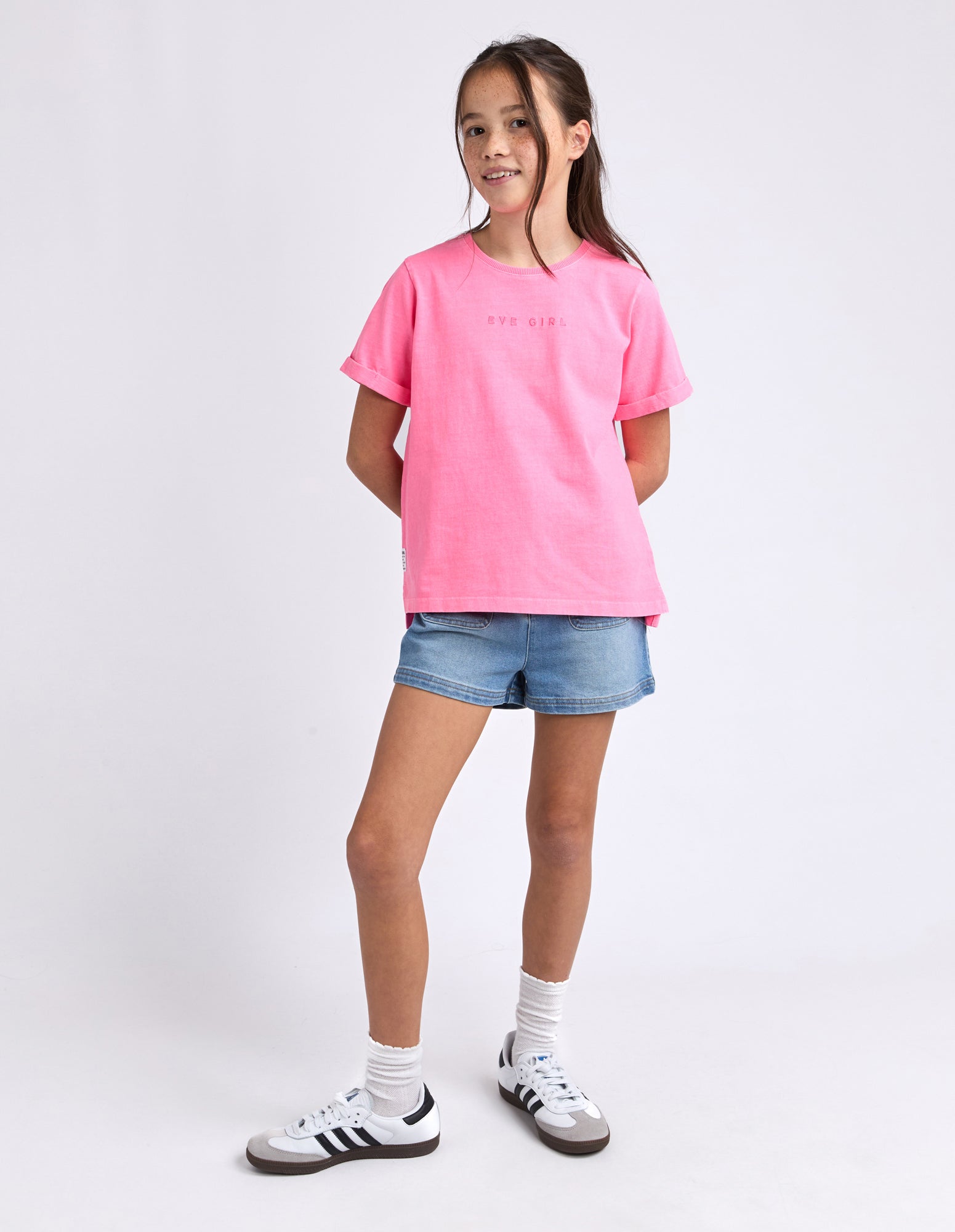 Eve Girl Junior Washed Tee - Neon Rose
