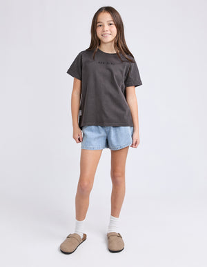 Eve Girl Tween Washed Tee - Washed Black