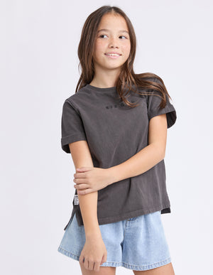 Eve Girl Tween Washed Tee - Washed Black