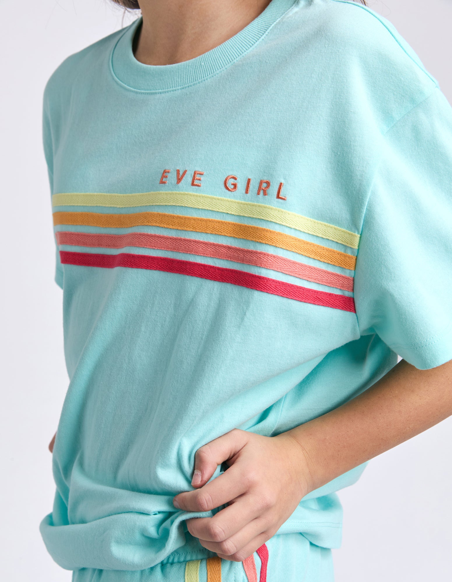 Eve Girl Tween Retro Tee - Light Blue