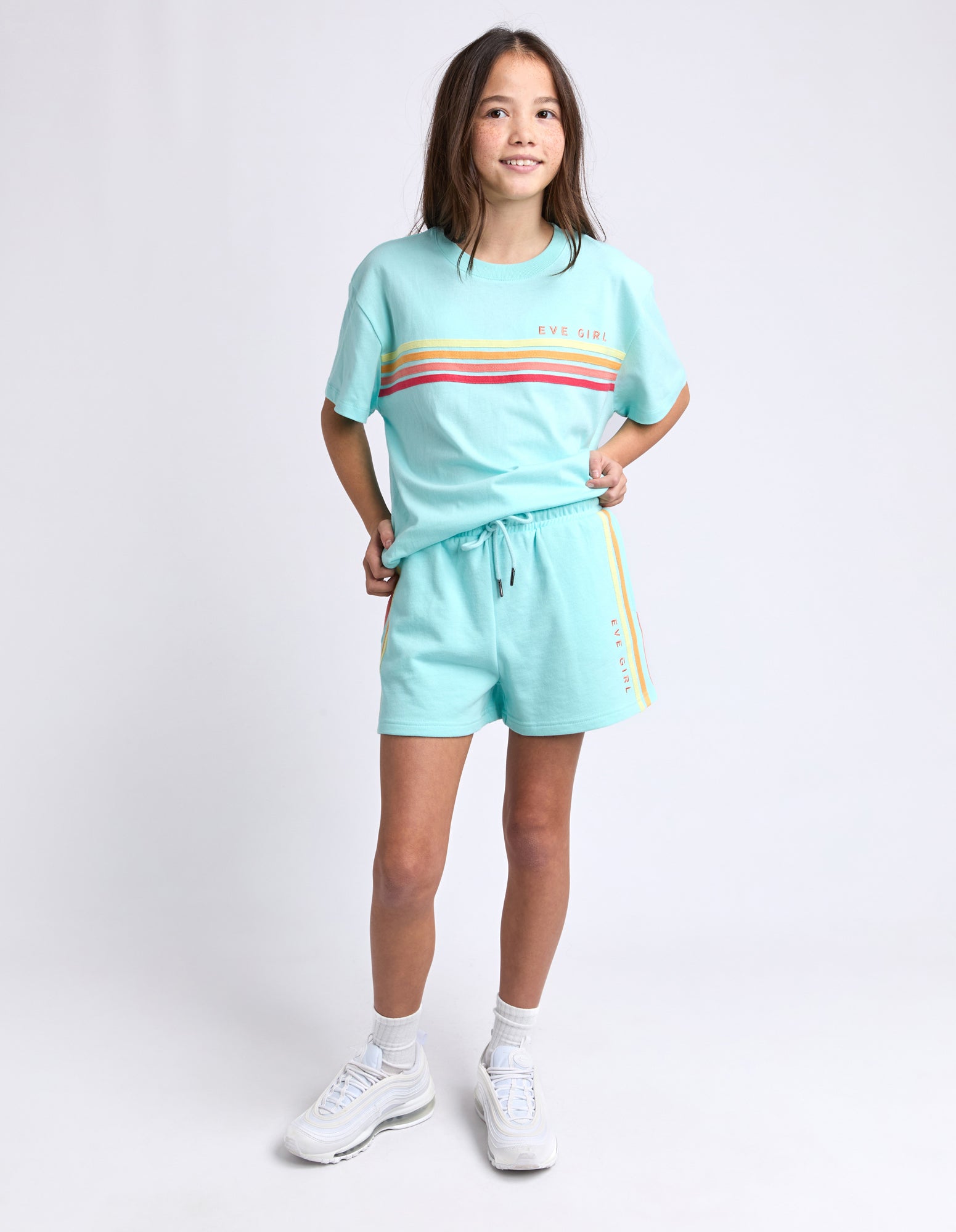 Eve Girl Tween Retro Fleece Short - Light Blue