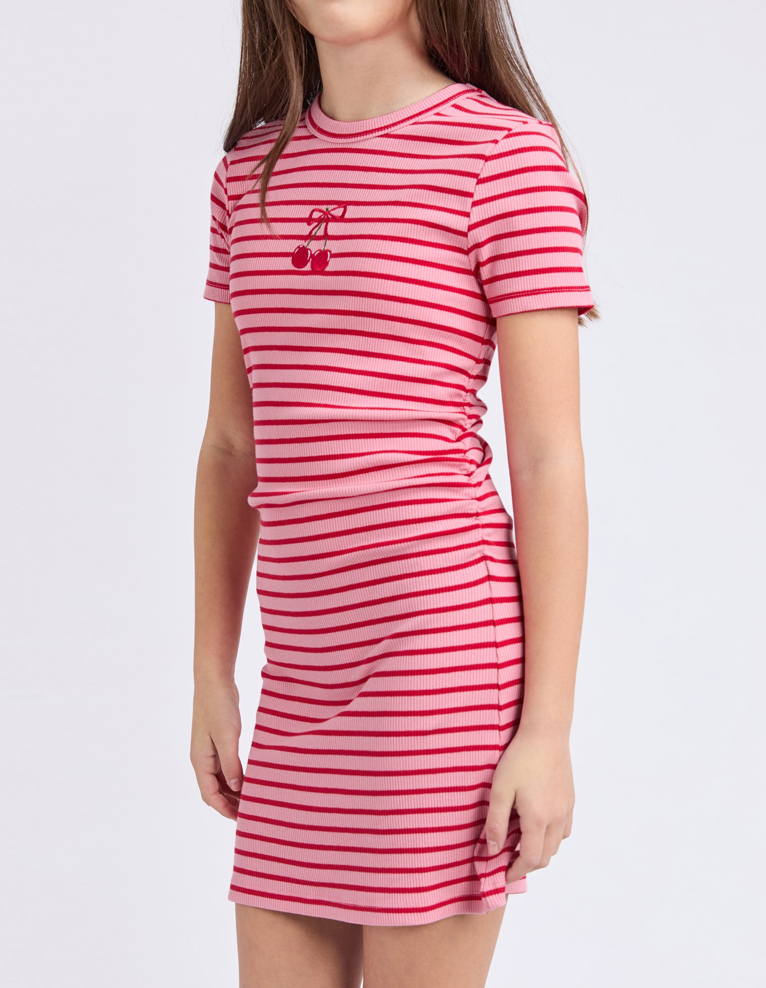 Eve Girl Tween Betty Ruched Tee Dress - Pink