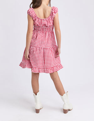 Eve Girl Tween Elsa Gingham Dress - Red
