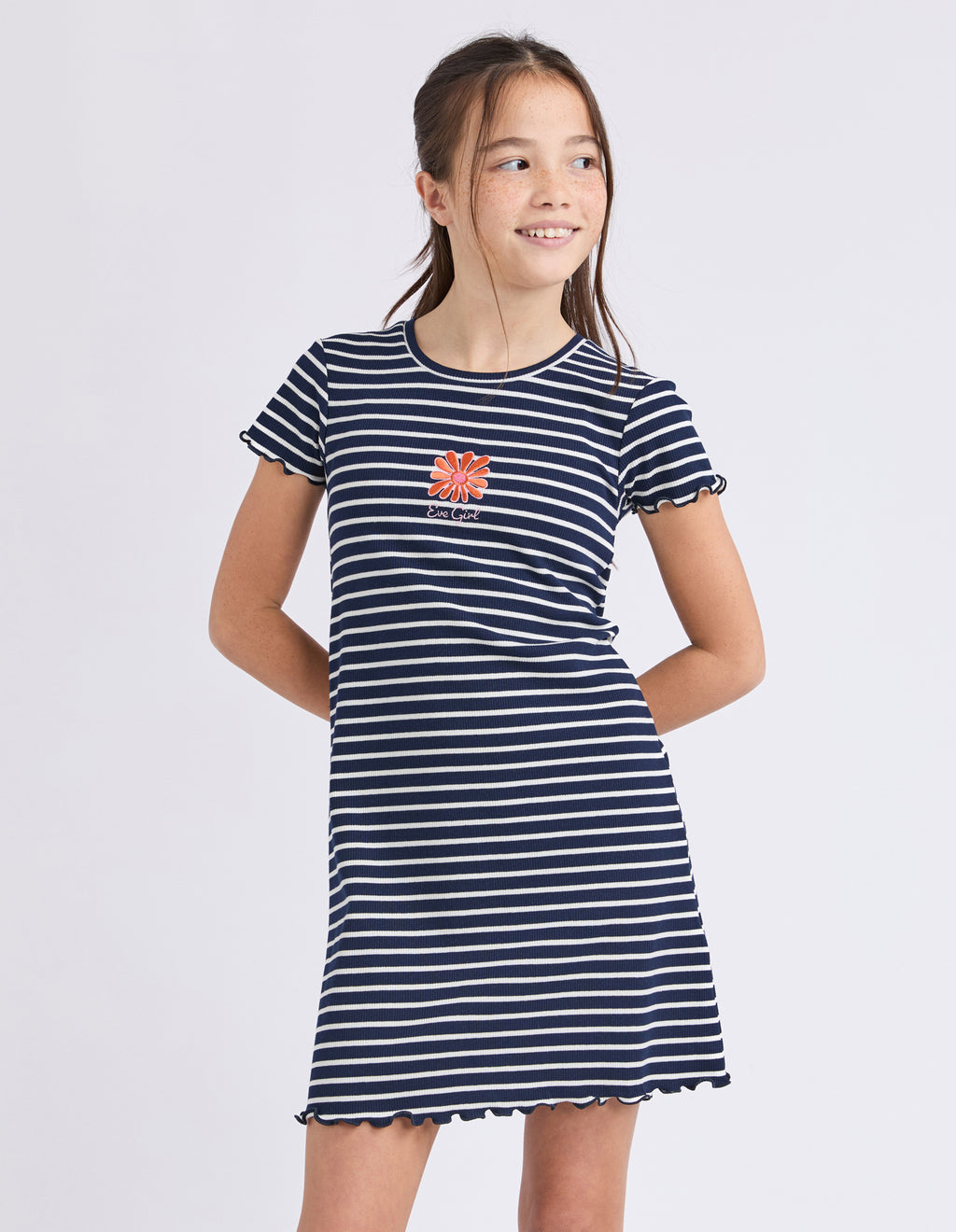 Eve Girl Tween Issy Rib Tee Dress - Navy