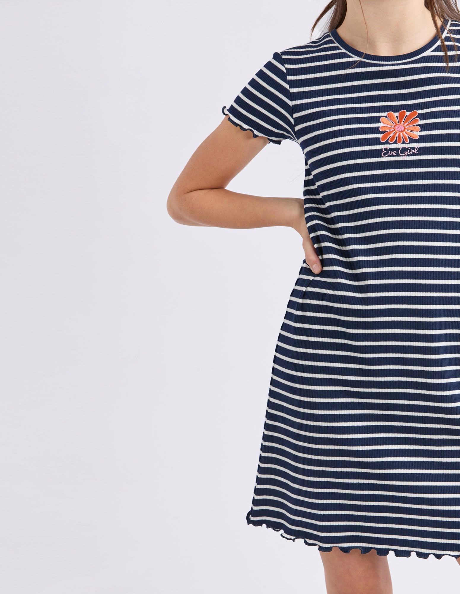 Eve Girl Tween Issy Rib Tee Dress - Navy