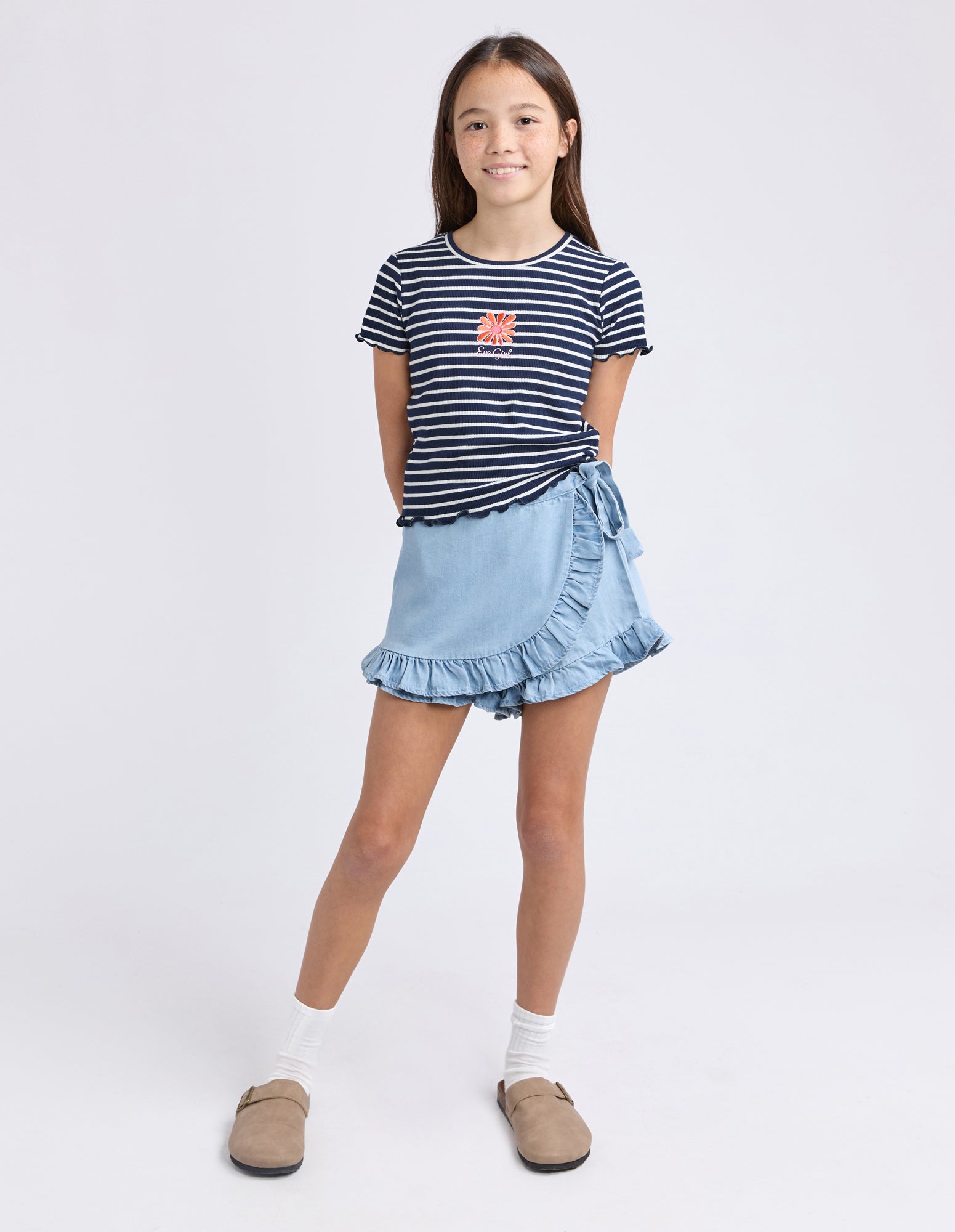 Eve Girl Tween Issy Rib Tee - Navy
