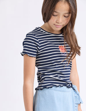 Eve Girl Tween Issy Rib Tee - Navy