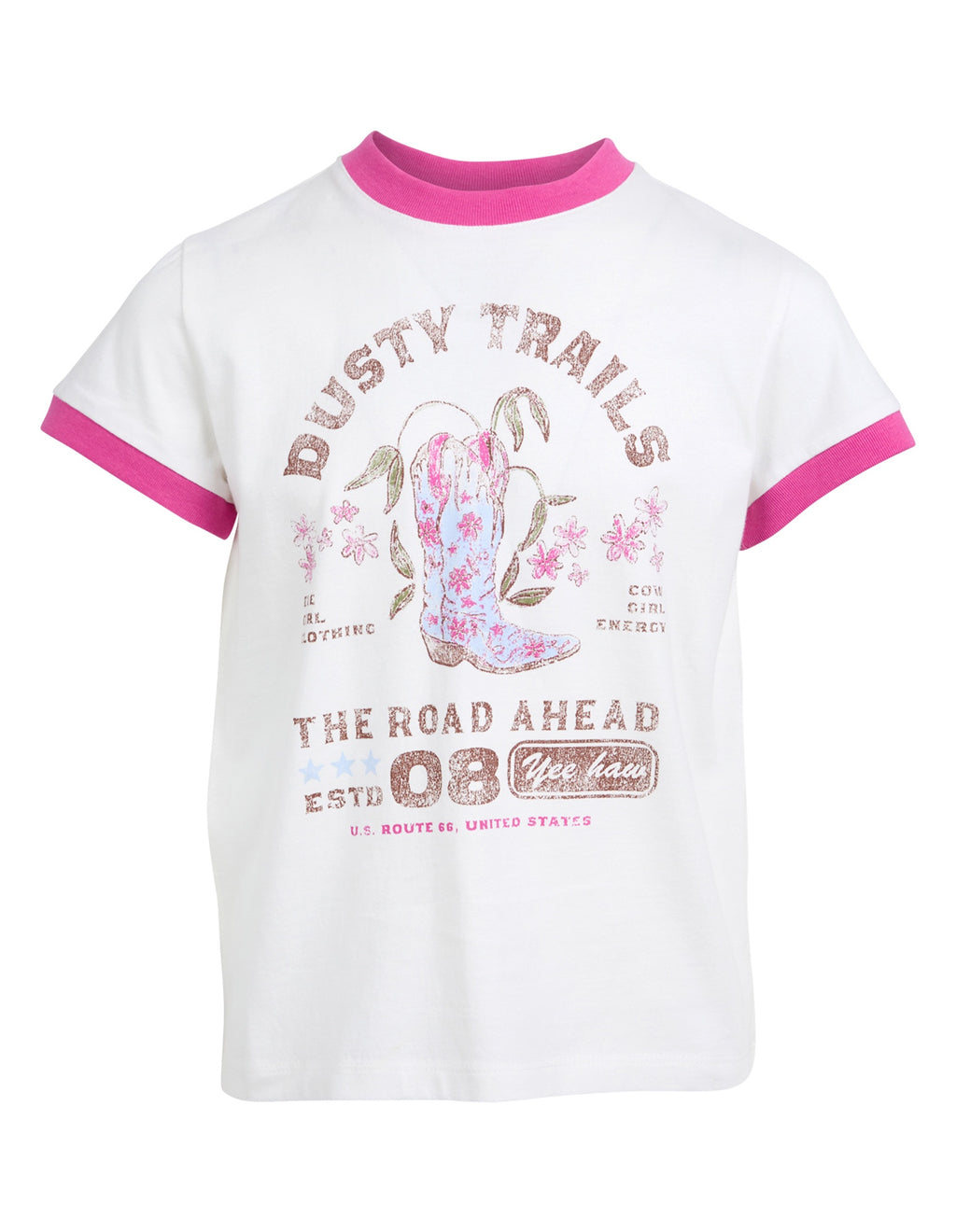 Eve Girl Tween Cowgirl Ringer Tee - Vintage White