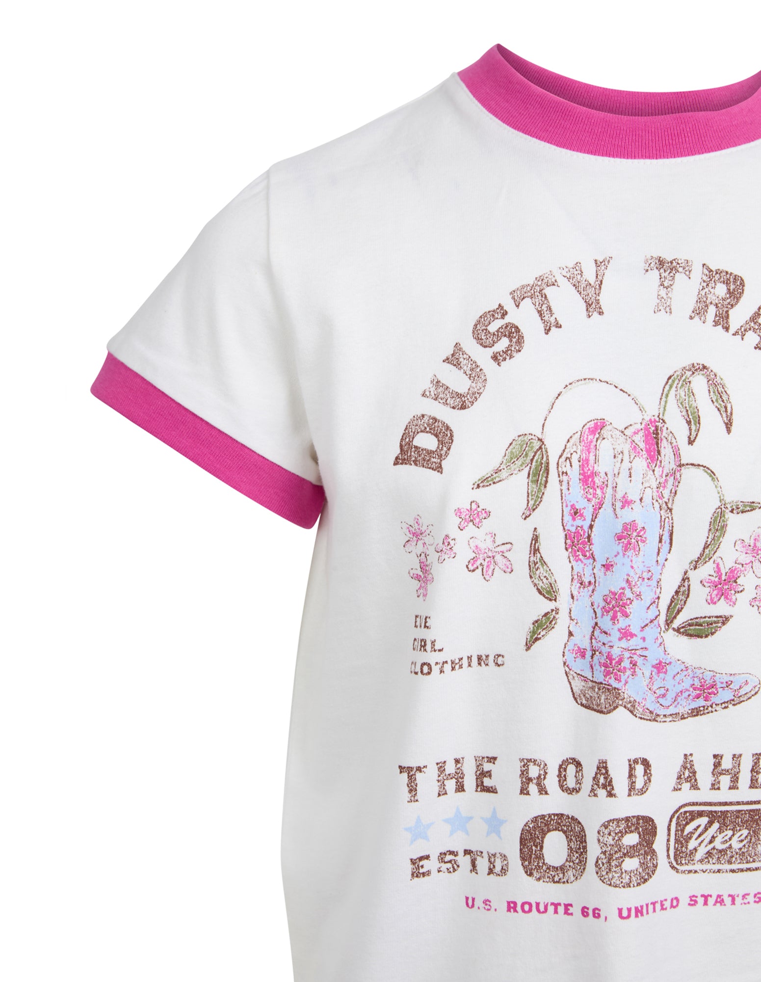 Eve Girl Tween Cowgirl Ringer Tee - Vintage White