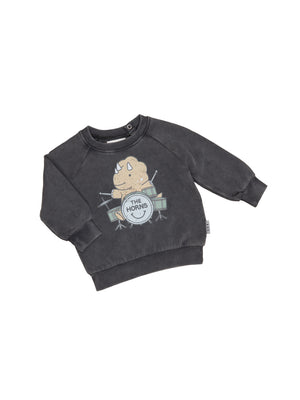 Huxbaby Dino Drums Sweatshirt - Washed Black