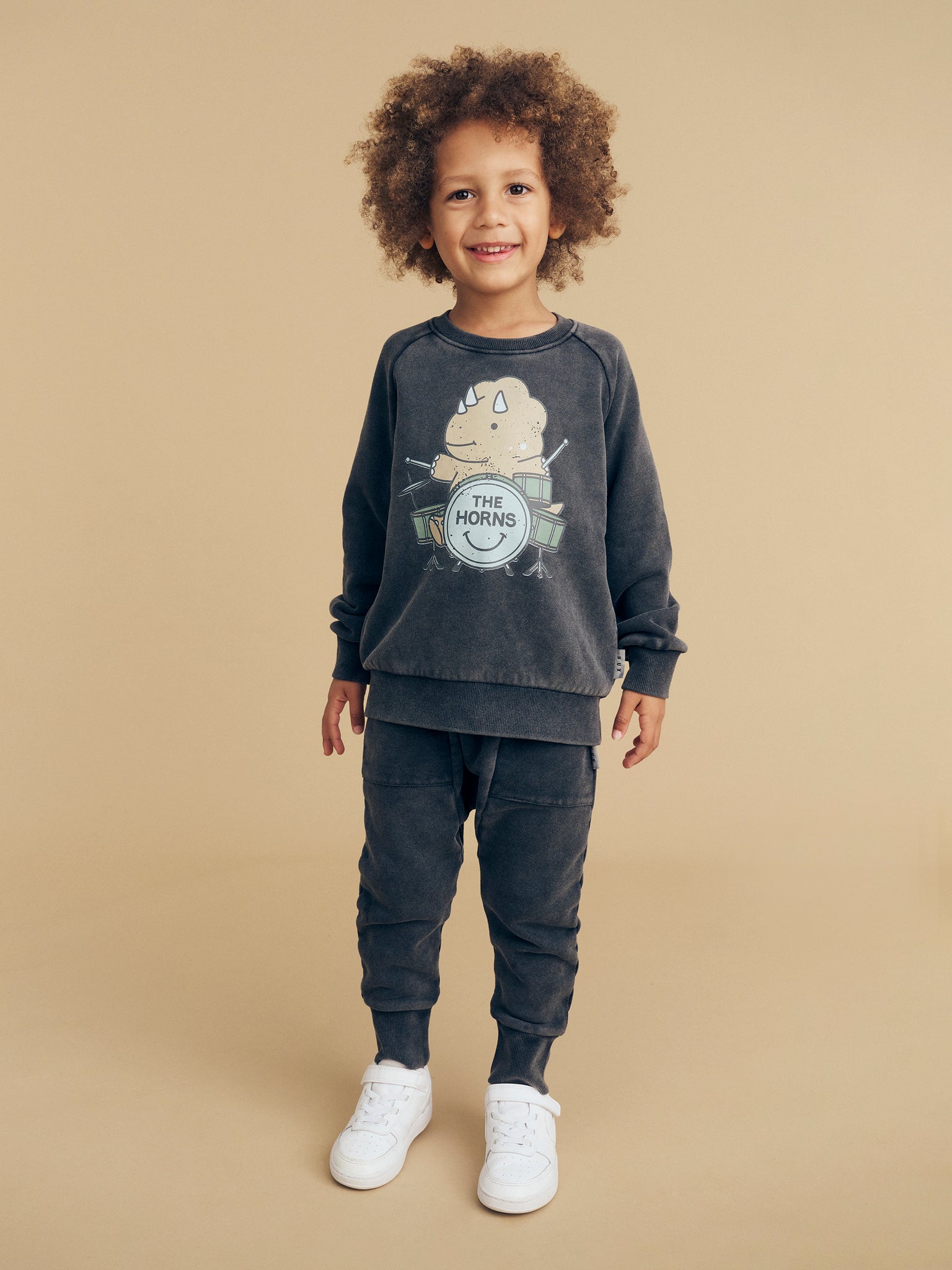 Huxbaby Dino Drums Sweatshirt - Washed Black