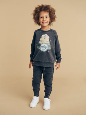 Huxbaby Dino Drums Sweatshirt - Washed Black