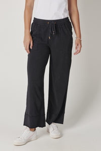 One Ten Willow Wide Leg Track Pant - Washed Black