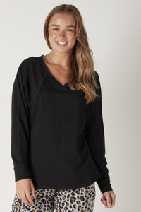 One Ten Willow Long Sleeve Slouch Tee - Black