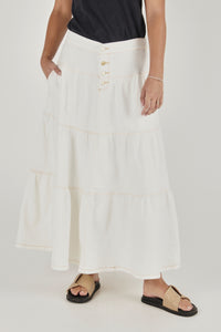 One Ten Willow Tiered Maxi Skirt - Off White
