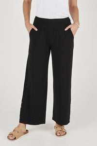 One Ten Willow Shirred Waistband Pant - Black