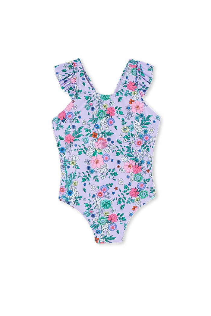 Milky Junior Girls Swimsuit - Lilac Floral
