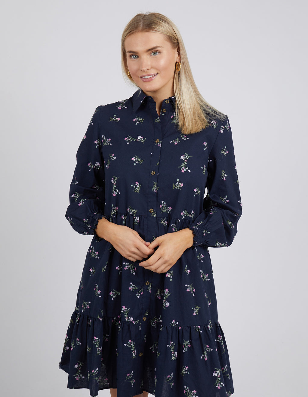 Elm Jolie Floral Shirt Dress - Navy