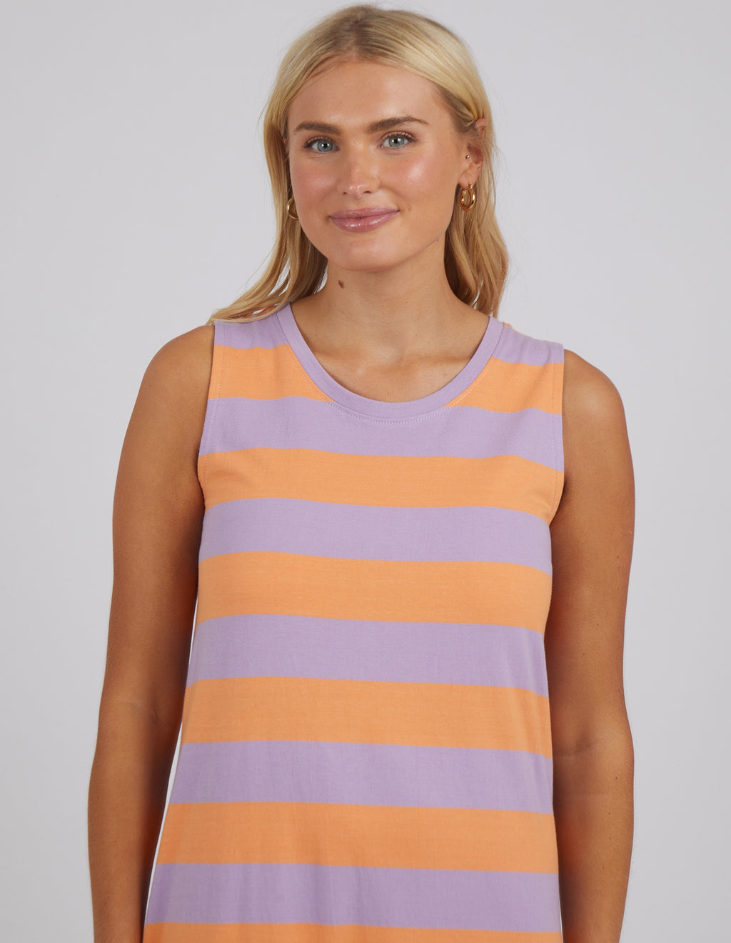 Elm Horizon Tank Dress - Papaya and Periwinkle Stripe