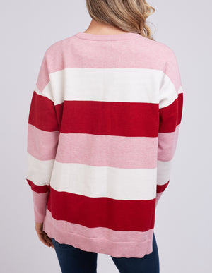 Elm Hallie Stripe Knit - Scarlet/Blush/White