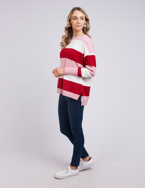 Elm Hallie Stripe Knit - Scarlet/Blush/White