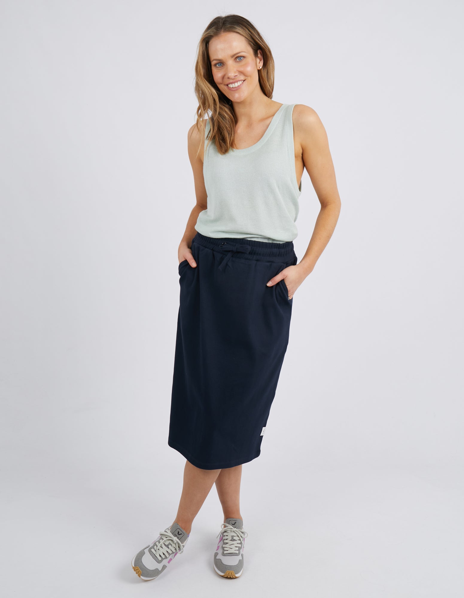 Elm Rib Midi Skirt - Dark Sapphire