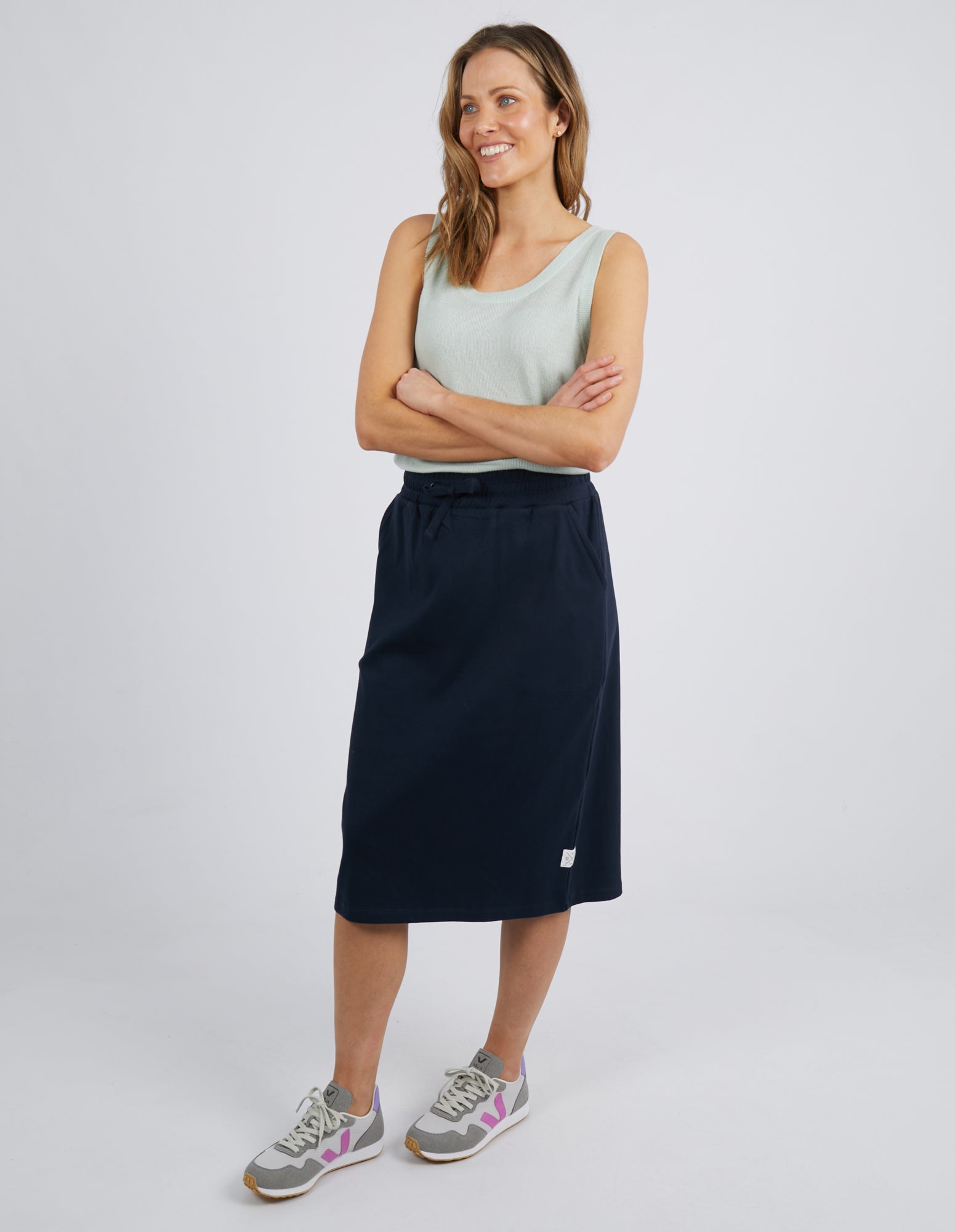 Elm Rib Midi Skirt - Dark Sapphire