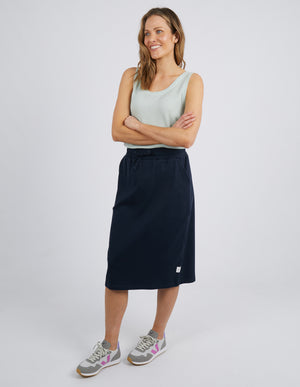 Elm Rib Midi Skirt - Dark Sapphire