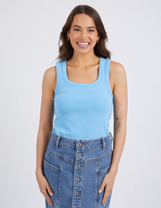 Elm Square Neck Rib Tank - Azure